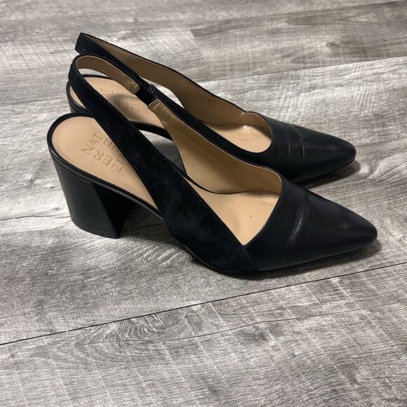 Naturalizer Womens Hannie Leather N5 Contour Heel Pump Slingback Black Sz 8.5 - Picture 3 of 7